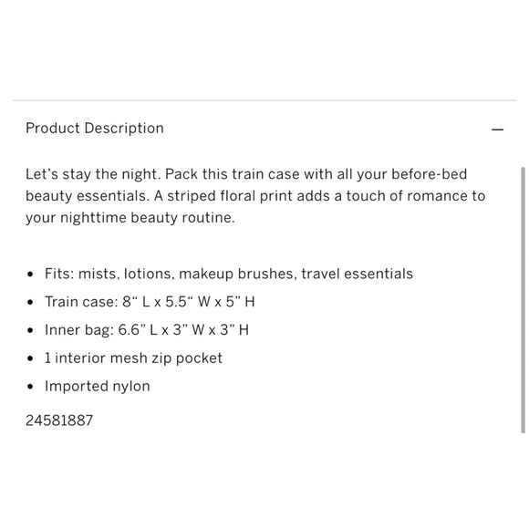 VICTORIA'S SECRET Black Floral Stripe Small Weekender Train Case - Picture 5 of 5